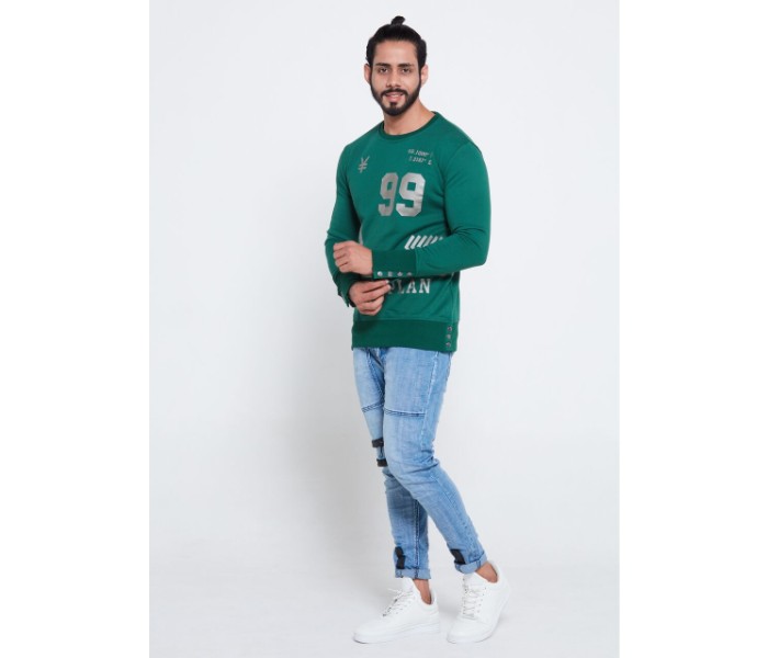 Petro OU10068 Printed Long Sleeve Side Button Sweat Shirt 2XL-Green - Zoom Image 3