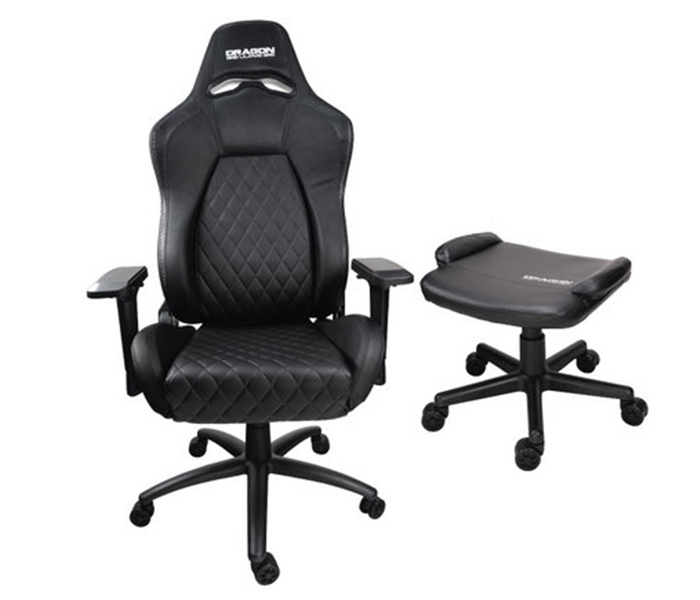 Dragon War GC-012 Luxury Gaming Chair Carbon Fiber Trims with Foot Rest Stand - Black - Zoom Image 4