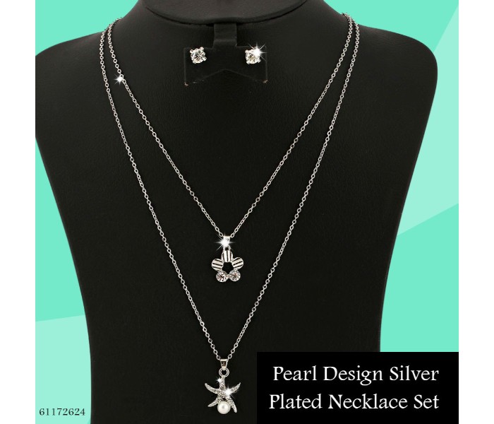 Pearl Design Silver Plated Necklace Set 61172624 - Zoom Image 3