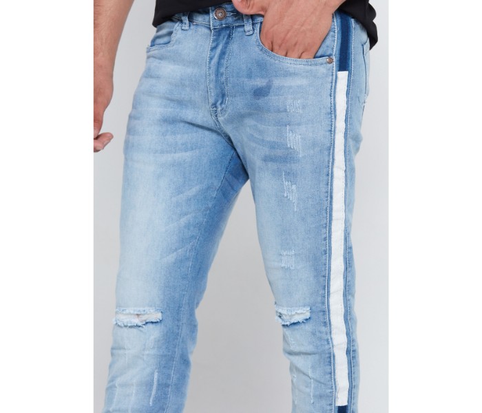 Petro OU10000 Distressed Striped Skinny Fit Jeans 33-Blue - Zoom Image 4