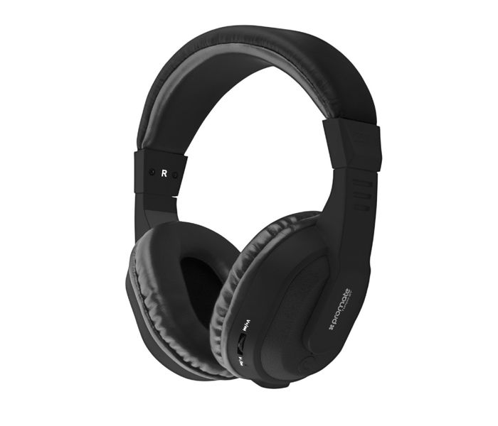 Promate Tempo-Bt 2-In-1 Rechargeable Over-Ear Wireless and Wired Stereo Headset with Microphone, Black - Zoom Image 8