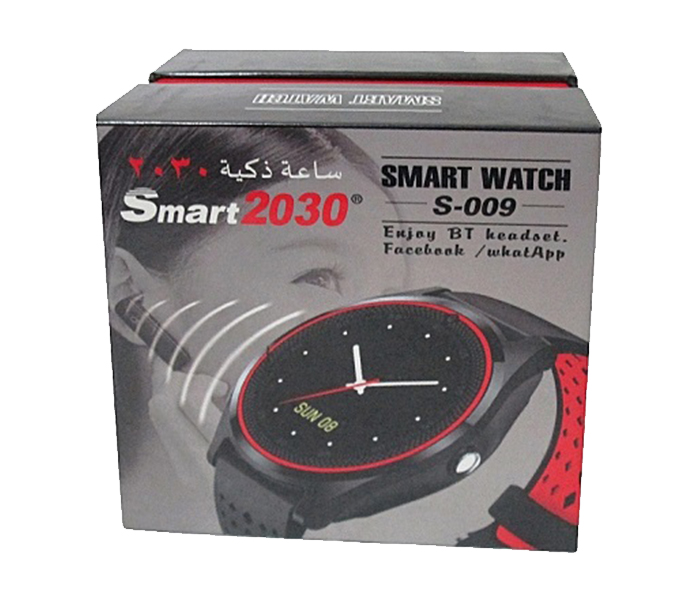 Smart S-009 Bluetooth Smart Watch with Camera - Black & Red - Zoom Image 3