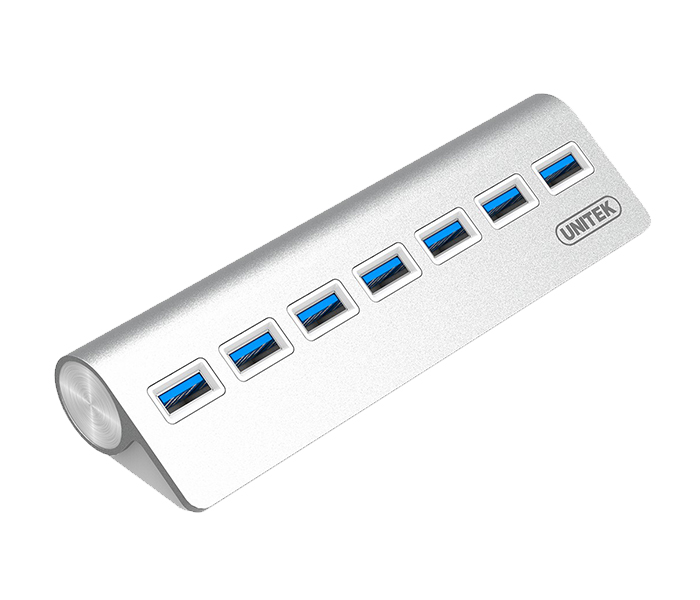 Unitek Y-3187 USB3.0 7-Port Aluminium Hub - Grey - Zoom Image 4