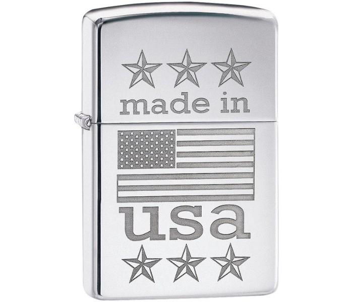 Zippo 29430 250 Made in Usa with Flag Lighter Silver - Zoom Image