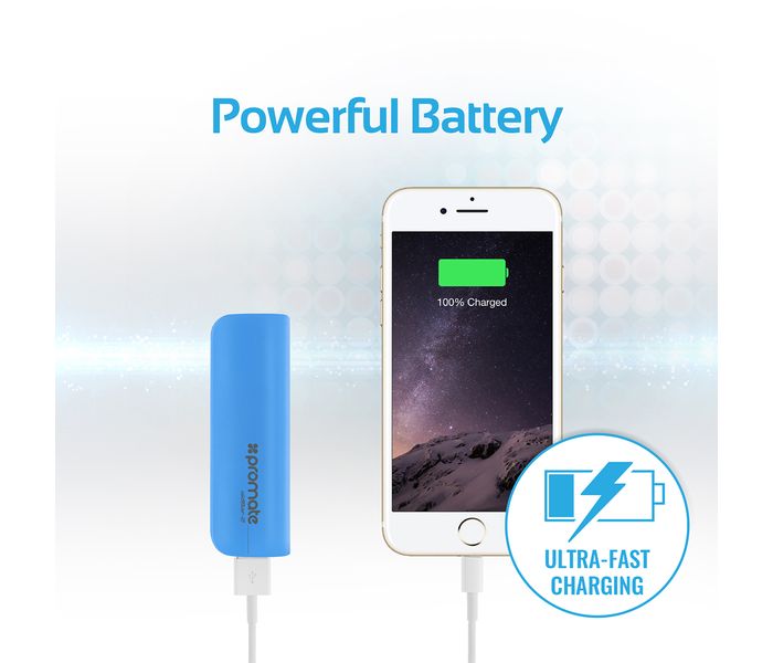 Promate Aid Bar-2 2500 mAh Ultra Compact Universal Power Bank, Blue - Zoom Image 2