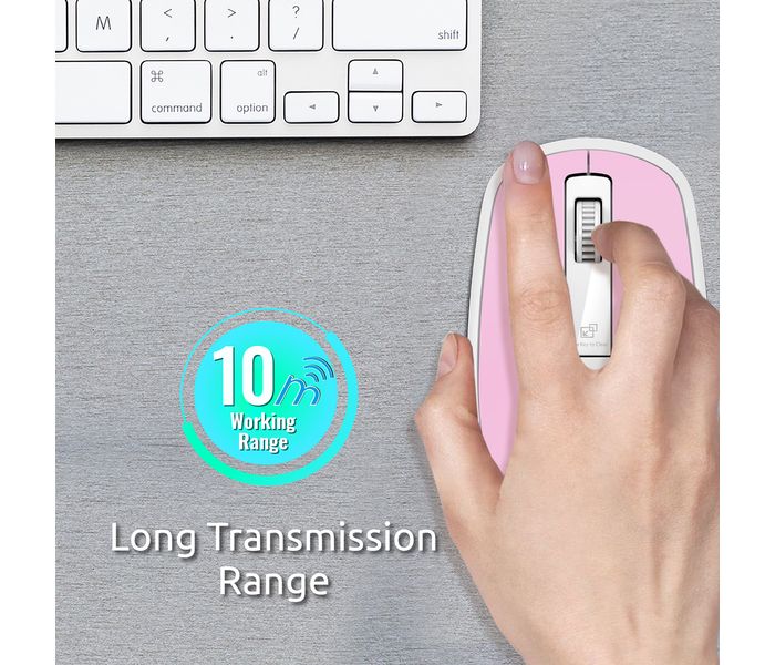 Promate Clix-3 2.4Ghz USB Wireless Ergonomic Mouse with Precision Scrolling, Pink - Zoom Image 4