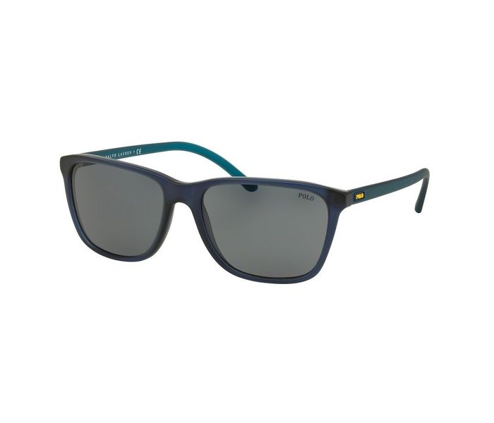 Polo Ralph Lauren 0PH4108 532087 Square Matte Cristal Grey Frame & Black Gradient Mirrored Sunglasses for Men - Zoom Image