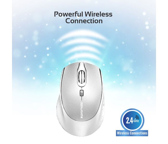 Promate Clix-5 2.4GHz Wireless Optical Mouse with Precision Scrolling, White - Zoom Image 2