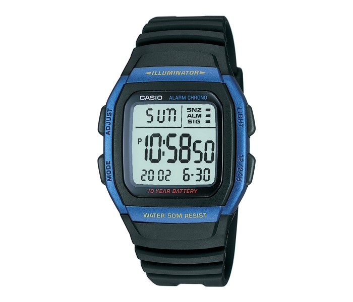 Casio W-96H-2AVDF Mens Sports Watch Black and Blue - Zoom Image