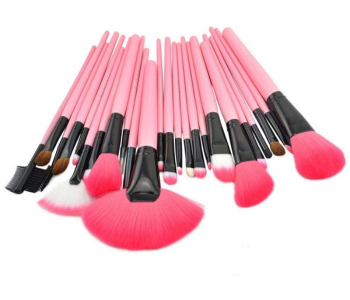 CM018 Cosmetic Makeup Beauty Brushes 24 Piece with Leather Case Pouch CM018 Pink - Zoom Image 2