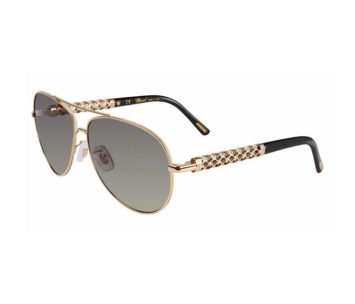 Chopard SCHB66S 0300 Aviator Gold Frame & Brown Gradient Mirrored Sunglasses for Unisex - Zoom Image