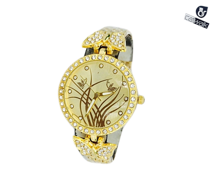 Catwalk CW-419 Genuine Quality Fashionable Cz Watch for Women - Gold - Zoom Image