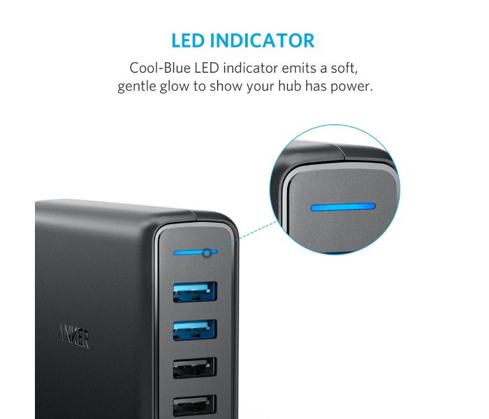 Anker A2054 5 Powerport Dual USB Charger Black - Zoom Image 4