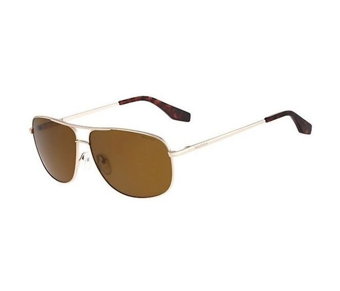 Nautica N4606SP 717 Square Gold Frame & Brown Mirrored Sunglasses for Unisex - Zoom Image