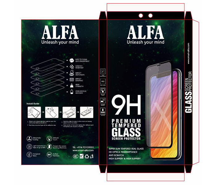 Alfa 9H Premium Tempered Glass For iPhone 7 White - Zoom Image