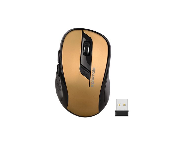 Promate Clix-7 2.4GHz Wireless Ergonomic Optical Mouse, Gold - Zoom Image 8