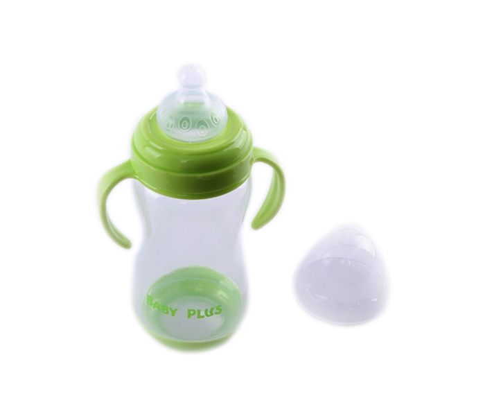 Baby Plus BP6642 350ml Plastic Wide Neck Feeding Bottle with Handle - Green - Zoom Image 1