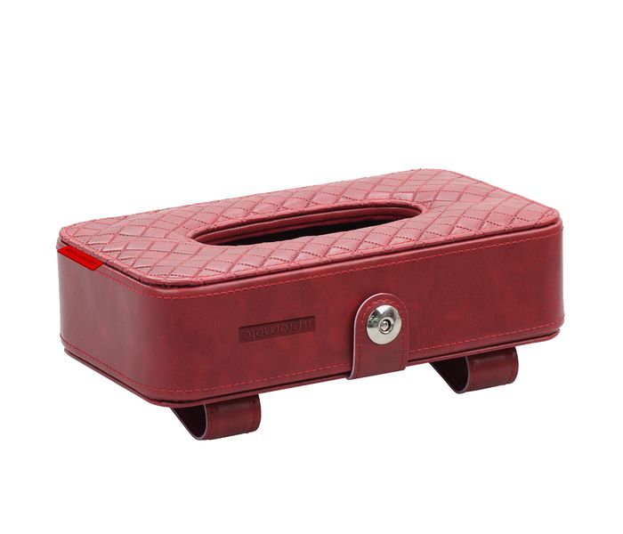 Promate TissueBox PU Leather Clip Car Sun Visor Tissue Box Holder for Facial Tissue & Other Napkin Papers - Red - Zoom Image 6