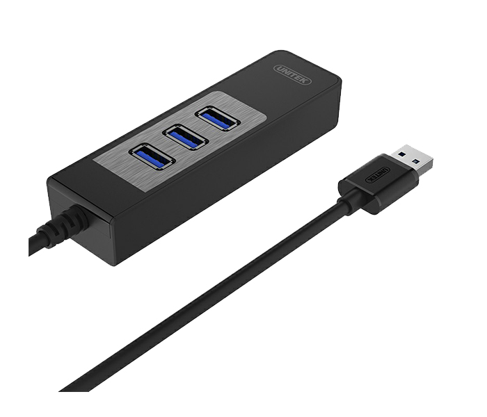 Unitek Y-3045C USB3.0 3-Port Hub & Gigabit Ethernet Converter - Black - Zoom Image 1