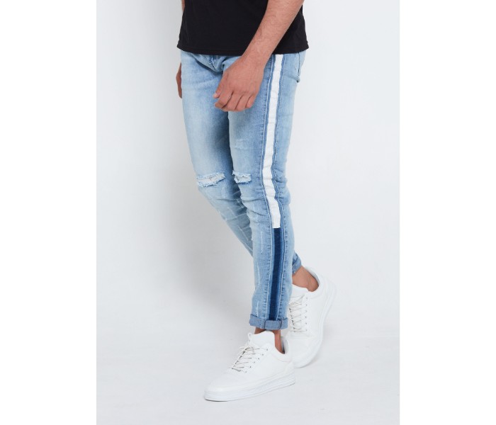 Petro OU10000 Distressed Striped Skinny Fit Jeans 33-Blue - Zoom Image 1