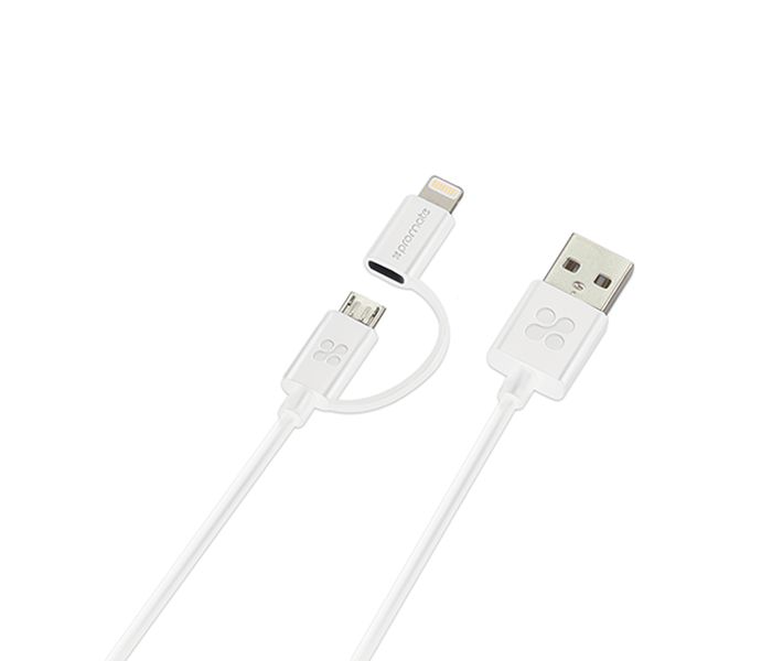 Promate LinkMate-Duo 2 in1 Lightning and Micro-USB Sync & Charge Cable for iPhone and Android Devices - White - Zoom Image 5