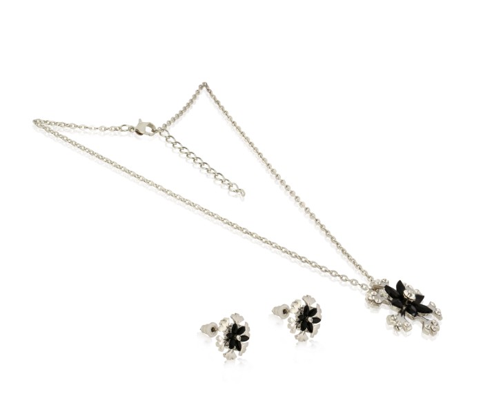 Flower Shape Silver Plated Necklace Set 61172599 - Zoom Image 2