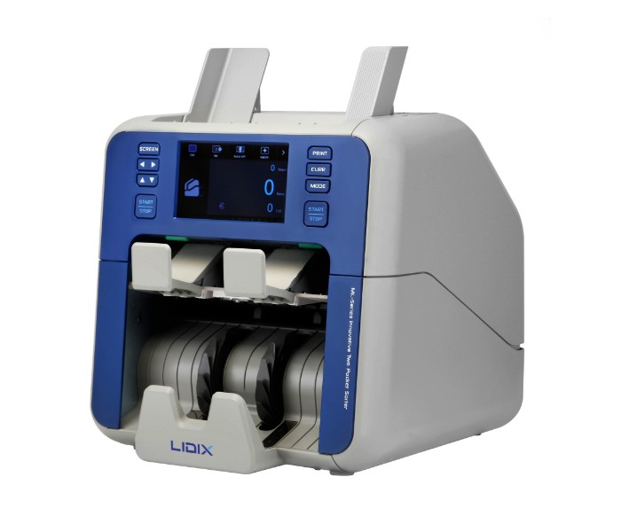 Lidix ML - Series 2 Pocket Currency Counter with Discriminator and Sorter Technology White and Blue - Zoom Image 1