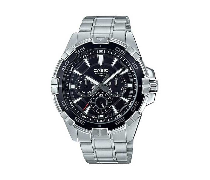 Casio MTD-1069D-1A2VDF Mens Analog Watch Black and Silver - Zoom Image