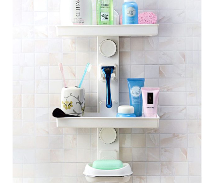 3 Layer Multipurpose Bathroom DIY Combined Rack - White - Zoom Image