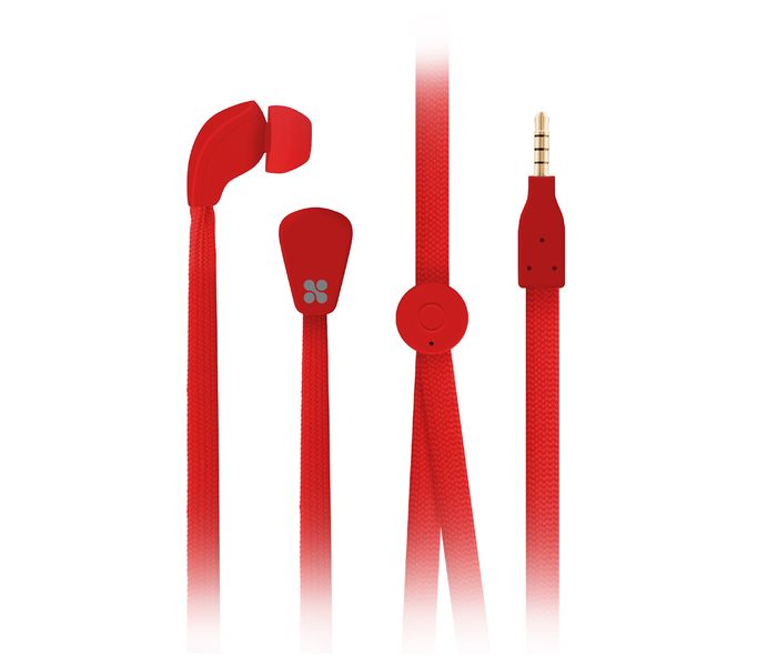 Promate Lacey Flat Trendy Tangle Free Lace Design Headphones with Built-in Microphone, Red - Zoom Image 7