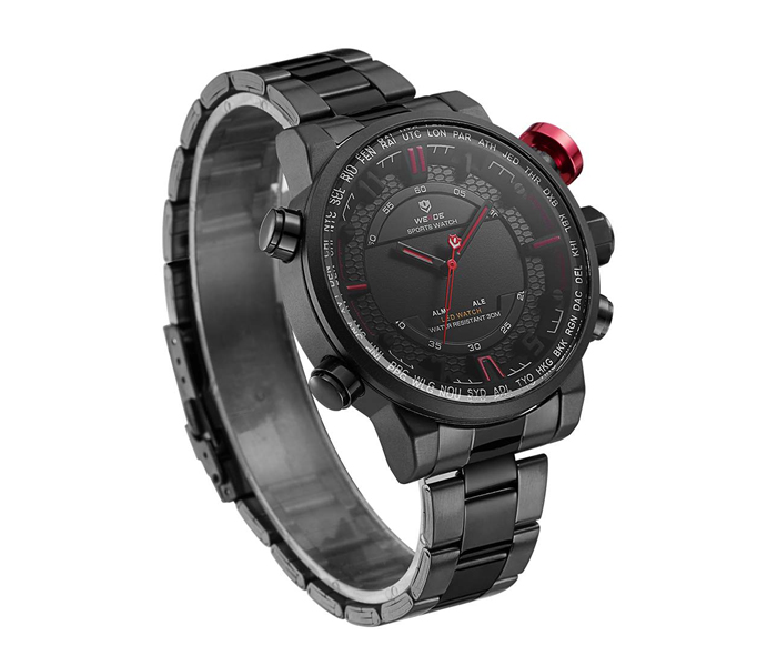 Weide WH-6402MB Analog and LED Digital Watch Black and Red - Zoom Image 2