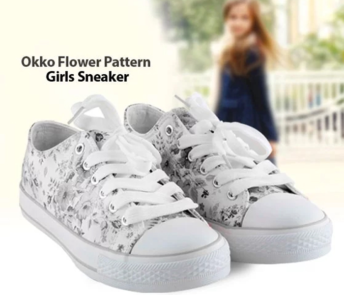 Okko Flower Pattern Sneaker For Girls Eu-36 - Grey - Zoom Image 3