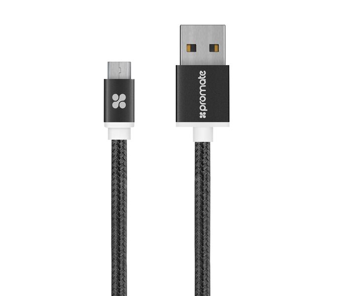 Promate LinkMate-U2M Heavy Duty Mesh Armored Micro-USB Sync & Charge Cable - Black - Zoom Image 8