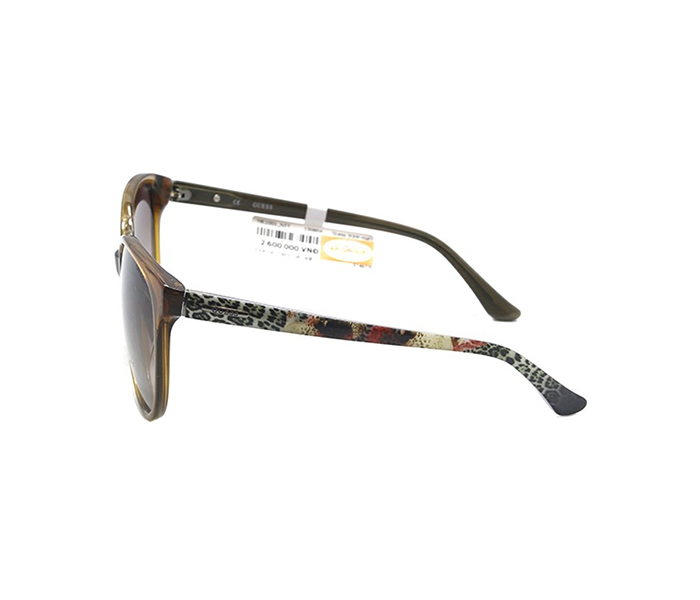 Guess GU7383 45F Aviator Yellow Crystal, Brown & Black Pattern Frame and Brown Gradient Mirrored Sunglasses for Unisex - Zoom Image 1