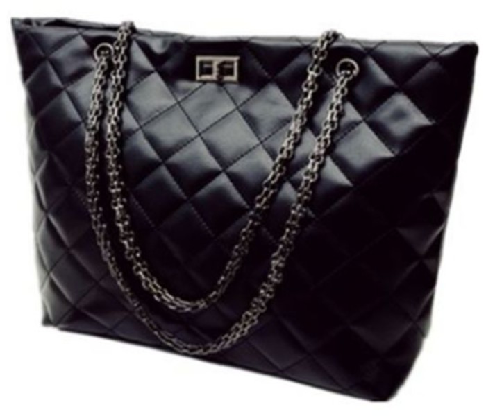  Leather Plaid Design Shoulder Bag for Women LPW-010 Black - Zoom Image