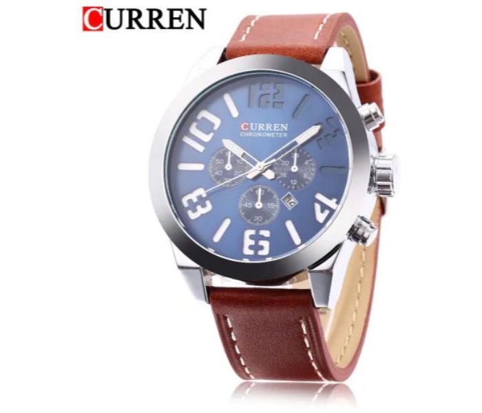 Curren 8198 Quartz Watch For Men Silver And Blue - Zoom Image