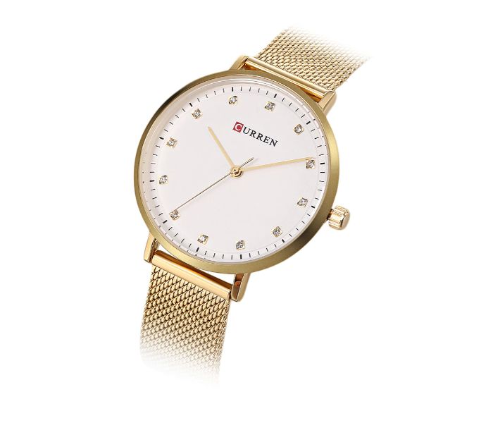 Curren 9023 Stainless Steel Analog Quartz Watch For Women Gold and White - Zoom Image 2