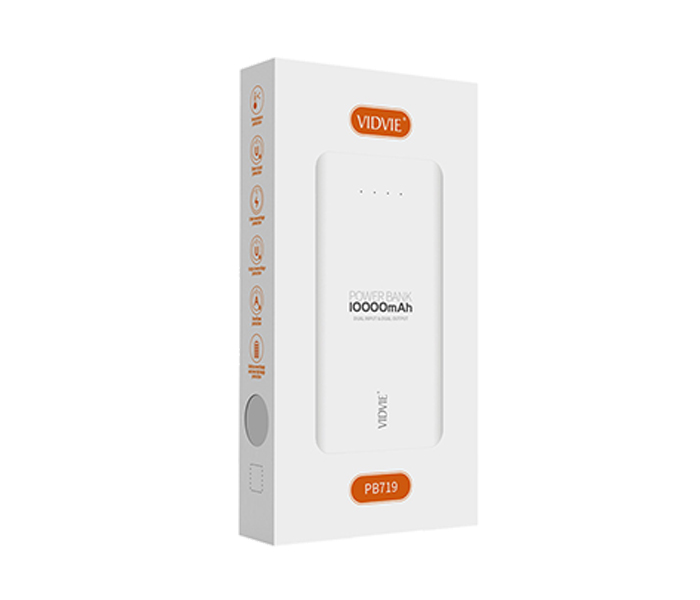 Vidvie PB-719 10000mAh Dual Port Powerbank - White - Zoom Image 2