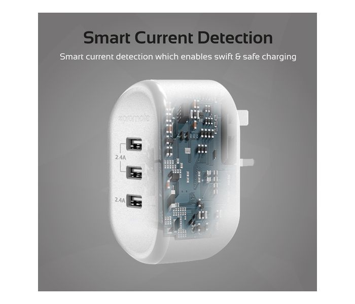 Promate Tonardo-3LT.UK Heavy Duty Home Charger with Lightning Connector, White - Zoom Image 3