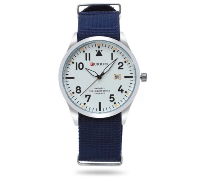 Curren 8268 Canvas Quartz Watch For Men Blue and White - Zoom Image 2