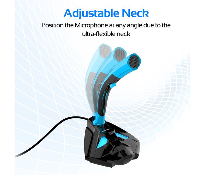 Promate Tweeter-4 3.5mm Professional Digital Jack Desktop Microphone Stand with Adjustable Neck, Blue - Zoom Image 5