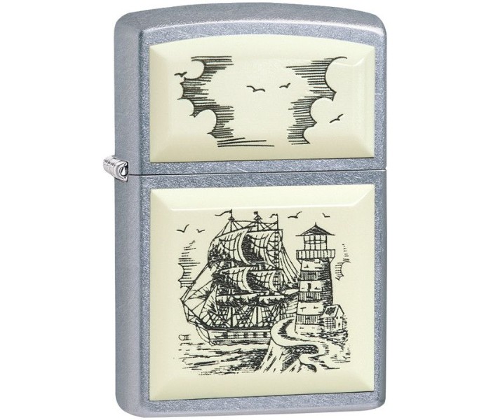 Zippo 29397 207 Scrimshaw Ship Lighter Grey - Zoom Image