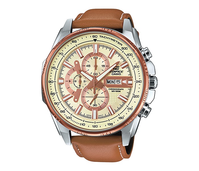 Casio Edifice EFR-549L-7AVUDF Mens Analog Watch Brown and Beige - Zoom Image