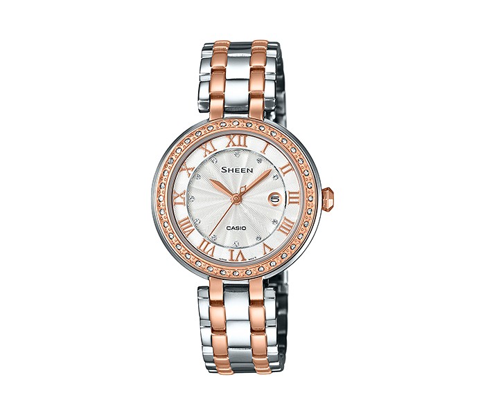 Casio Sheen SHE4034BSG-7AUDR Womens Analog Watch Silver and Rosegold - Zoom Image