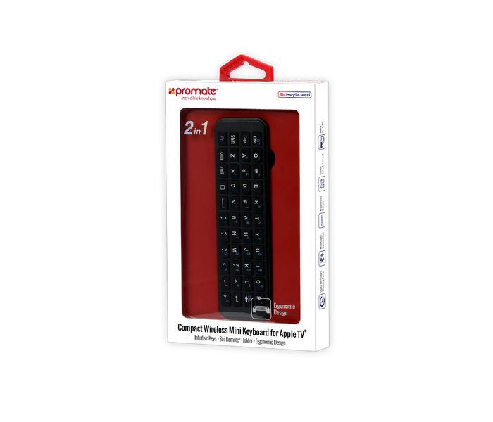 Promate Sirikeyboard Compact Wireless Mini Keyboard for Apple TV, Black - Zoom Image 6