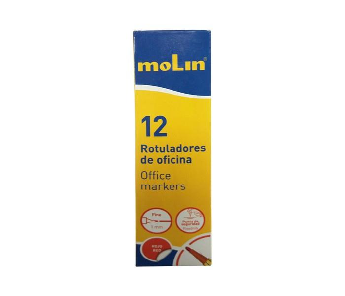 Molin ROP290-12-2 Box Of 12 Office Markers Red - Zoom Image