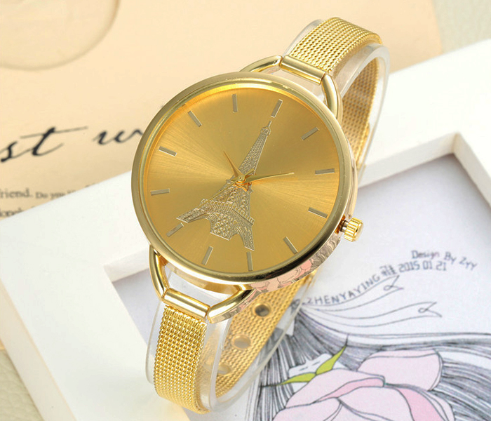 Eiffel Tower Luxury New Fashion Dial For Women 2Pcs Watch - Gold & Silver - Zoom Image 3