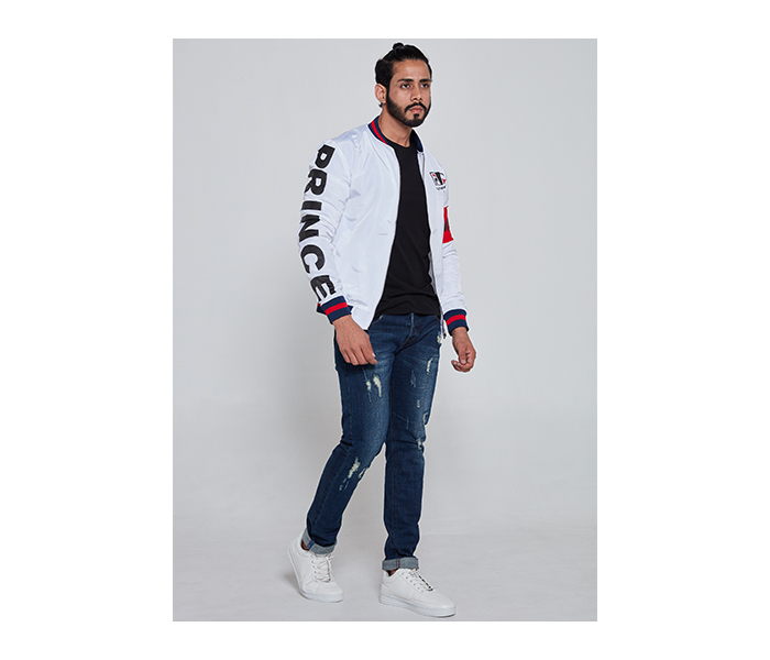 Lynk LY10036 Printed Bomber Jacket For Men L - White - Zoom Image 4