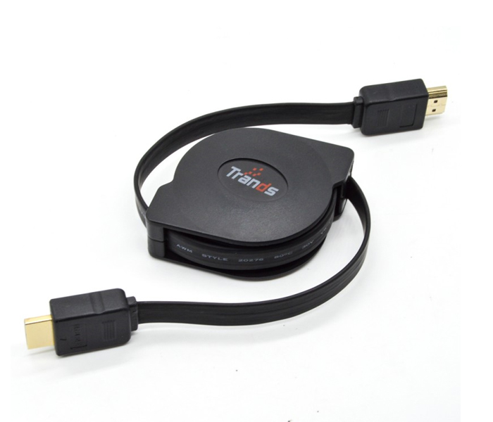 Trands TR-CA888 Retractable HDMI 2.0 v Male to Male Cable 1 M - Black - Zoom Image 1