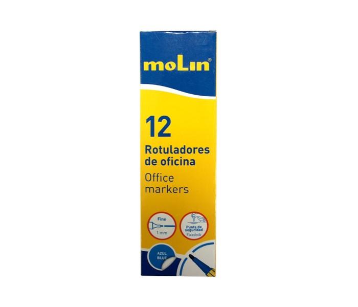 Molin ROP290-12-3 Box Of 12 Office Markers Blue - Zoom Image